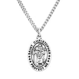 Women's Sterling Silver Saint Christopher Protect This Athlete Sports Medal Pendant Necklace,18" (Basketball)