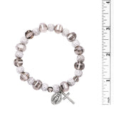 8mm Smoke Colored Crystal Religious Rosary Stretch Bracelet