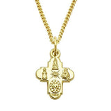 Petite Gold Color Four Way Cross Pendant Necklace (See Available Chain Lengths)