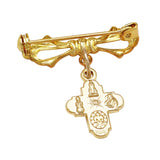 Four Way Cross Medal Petite Brooch Pin (Gold Tone)