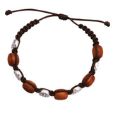 Imported from Italy Religious Saint Benedict Medals and Wood Beads Adjustable Slip Knot Bracelet