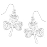 Lucky Shamrock 3 Leaf Clover St Patrick's Day Enamel Dangle Earrings, 1.37"