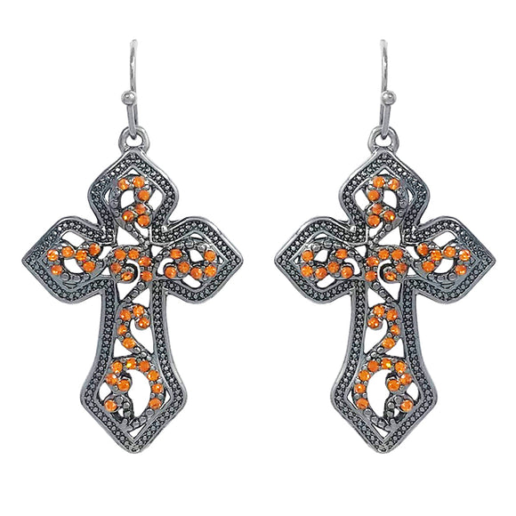 Crystal Rhinestone Christian Passion Cross Jewelry (Earrings, 1.75