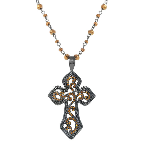 Crystal Rhinestone Christian Passion Cross Jewelry (Necklace, 18
