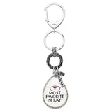 Nurse Appreciation Silver Tone Caduceus Symbol Keychain Handbag Charm Gift, 5"