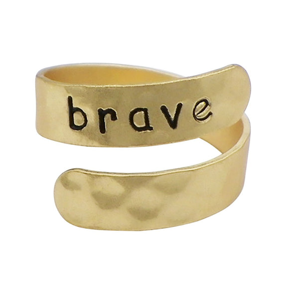 Metal Twist Cuff Adjustable Ring Brave (Gold Tone)