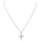 Stunning Premium Cubic Zirconia Crystal Religious Celtic Cross Pendant Necklace, 16"+2" Extender (Silver Tone)