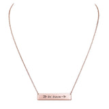 "Be Brave" Rose Gold Tone Horizontal Inspirational Bar Pendant Necklace, 16"+3" Extender