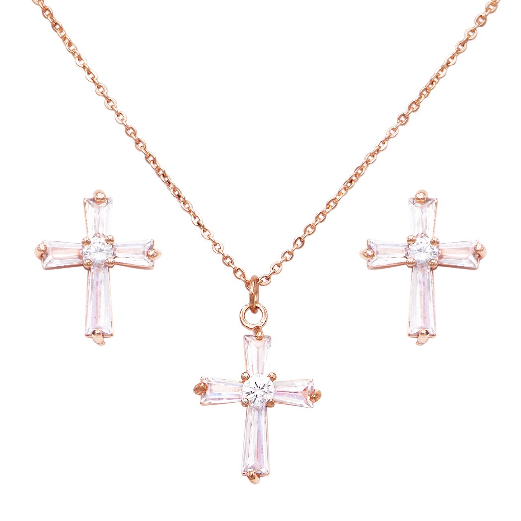 Cross Earings EVER FAITH 925 Sterling Silver Pave Cubic Zirconia ...