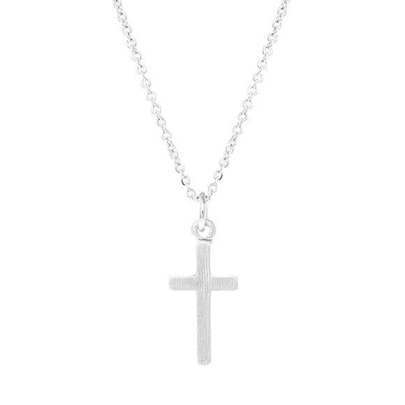Simple Textured Cross Pendant Necklace, 16