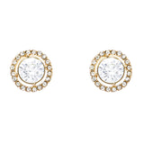 Elegant Round Halo Crystal and Rhinestone Stud Post Earrings, 15mm (See Available Colors)