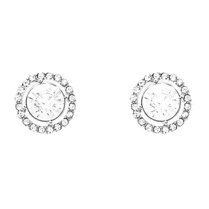 Elegant Round Halo Crystal and Rhinestone Stud Post Earrings, 15mm (See Available Colors)
