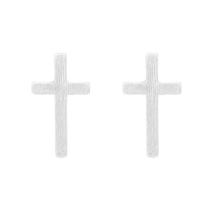 Simple Textured Cross Hypoallergenic Post Earrings, .62" (See Color Options)