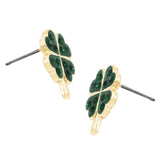 4 Leaf Clover Lucky Irish Shamrock St Patrick's Day Enamel Stud Earrings, 0.75"