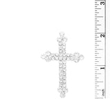 Stunning Silver Tone Crystal Christian Budded Cross Brooch, 2.12"