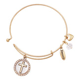 Women's Gold Tone Blessed Religious Charms Bracelet, 2.5"
