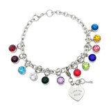 Birthstone Heart Charm "I Love You Mom" Bracelet from Your Children