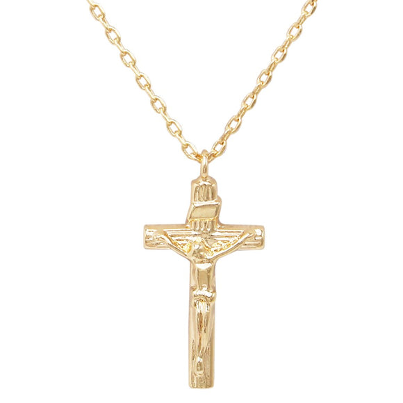 Gold Dipped Crucifix Cross Pendant Necklace, 15.5