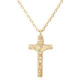 Gold Dipped Crucifix Cross Pendant Necklace, 15.5"+2" Extender